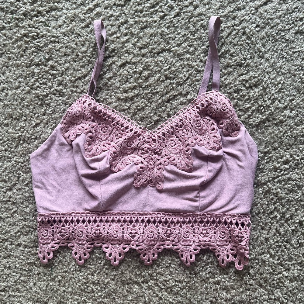 Lavender Lace Trim Cami Top
